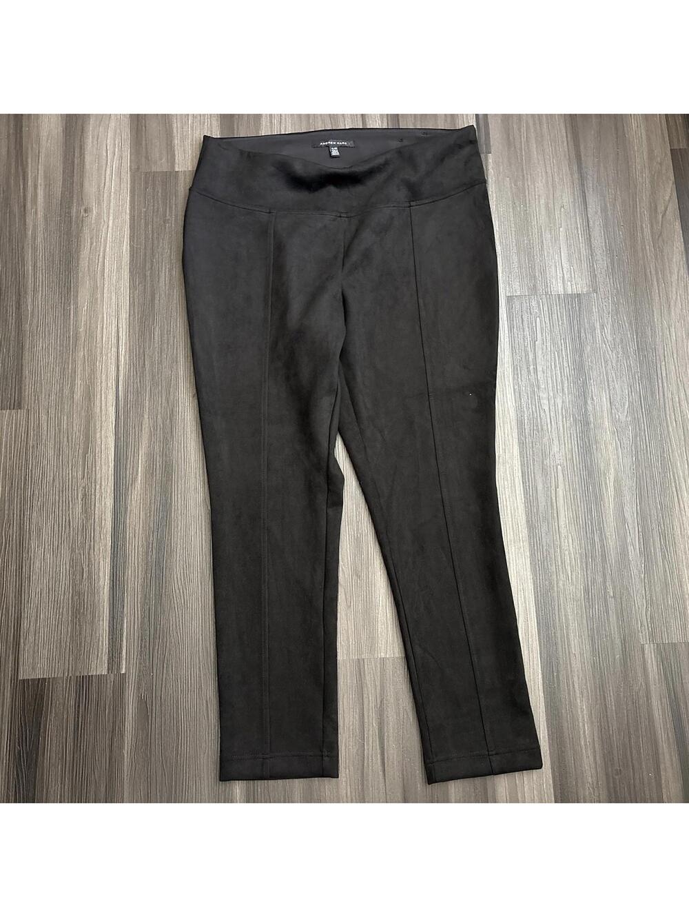 Andrew Marc Women's Dress Pants Size XL Pull On Black Trousers Velvet Soft